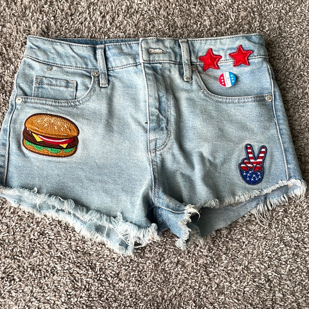 High rise jean short